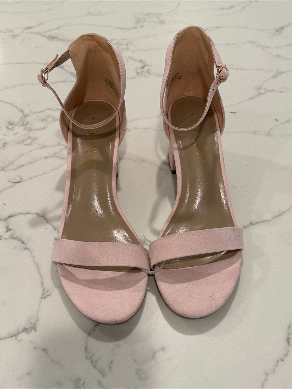 Dream Pairs Blush Pink Suede Ankle-Strap Block Heels